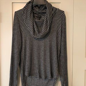 LUCKY LONG SLEEVE BLACK AND WHITE STRIPED COWL NECK